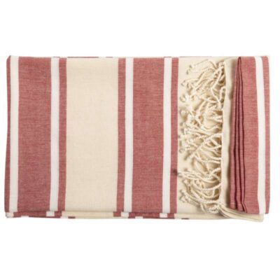 omslagdoek wit/roze gestreept