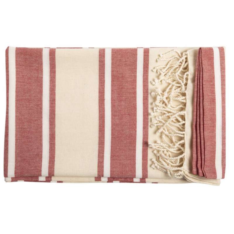 omslagdoek wit/roze gestreept